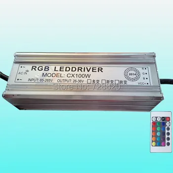 

100W IP65 Waterproof Integrated RGB LED Driver Power Supply with Remote Control for RGB LED Bulb
