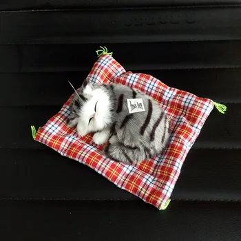 

artificial sleeping cat model,polyethylene&fur cute gray kitty sounds miaow ,about 12x9cm handicraft home decoration gift b1508
