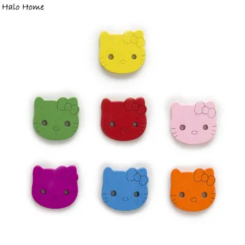 

50pcs 2 Hole Mixed Lovely Cat Cartoon Wood Buttons Wooden Crafts Decor Clothing Sewing Scrapbooking 20x18mm