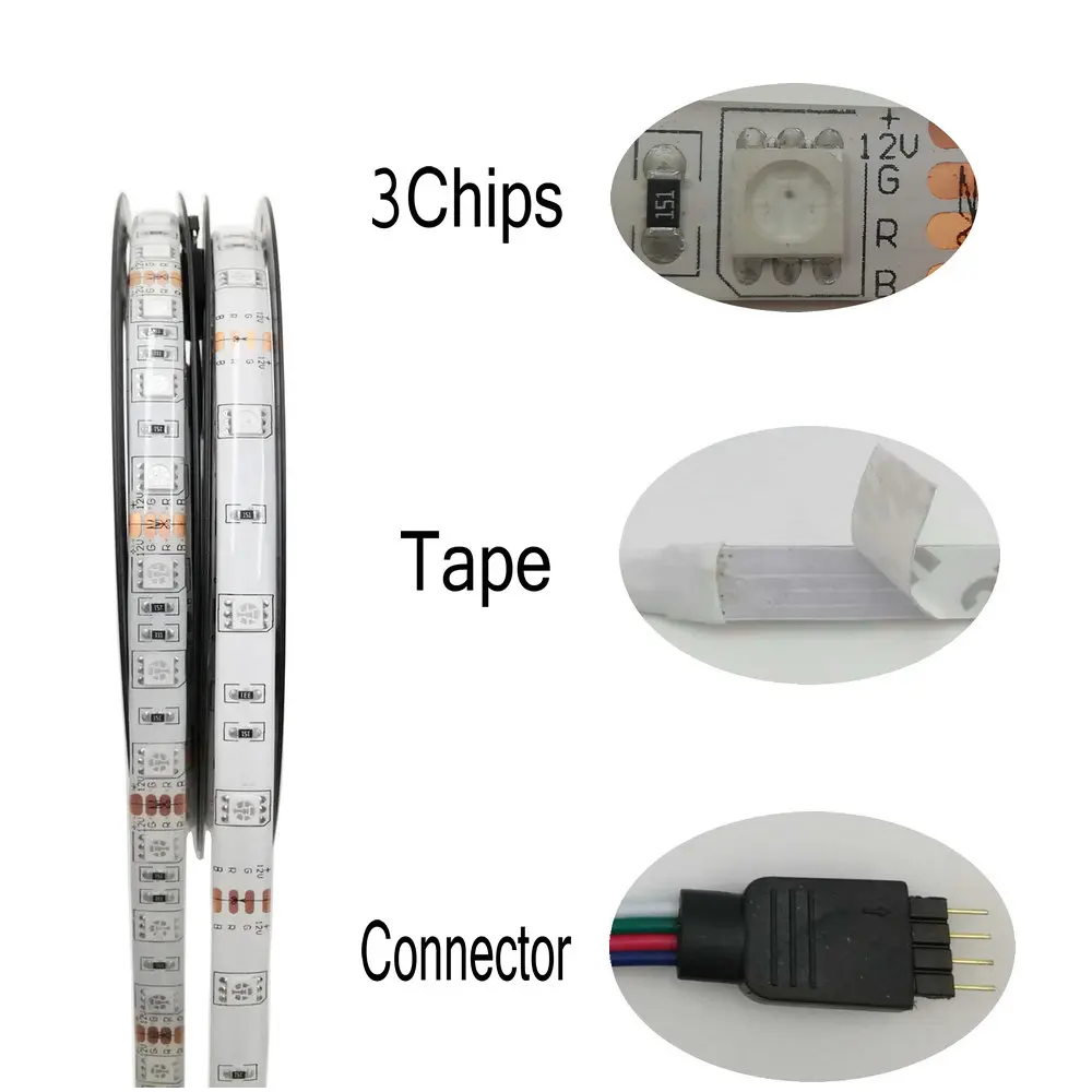 SMD RGB светодиодная полоса освещения 5050 5 м Водонепроницаемая лампа rgb s лента