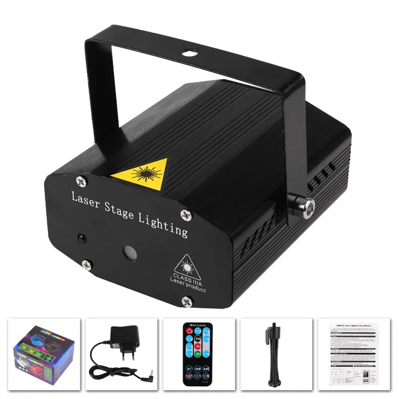 

Mini LED Laser Pointer Disco Stage Light Party Pattern Lighting Projector Show IR Remote RG Laser Projector Lights