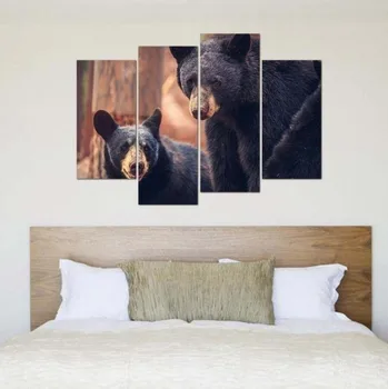 

4 pieces / set of big black bear in the woods wall painting art painting living room wall decoration painting home office