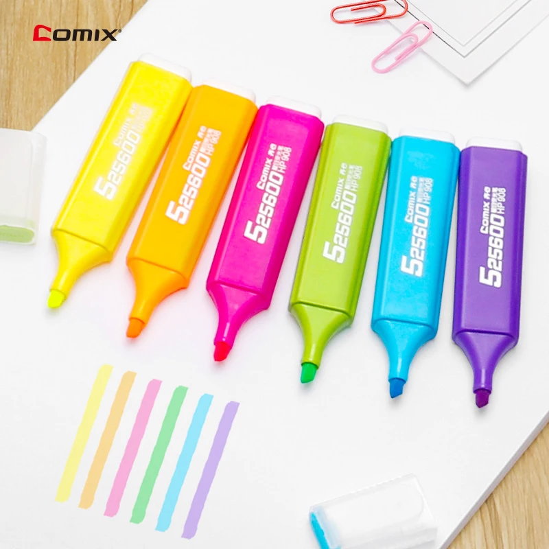 

Comix High-capacity Highlighter Pen Marker Pens Cute Kawaii Stationery Material Papelaria Writing student Office School Supplies