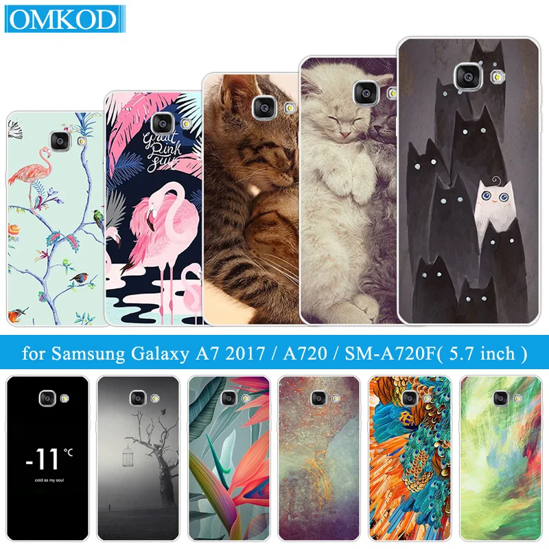For Samsung Galaxy A7 2017 A720F Silicon Fundas Cover Soft TPU Coque Flamingos Phone Case | Мобильные телефоны и