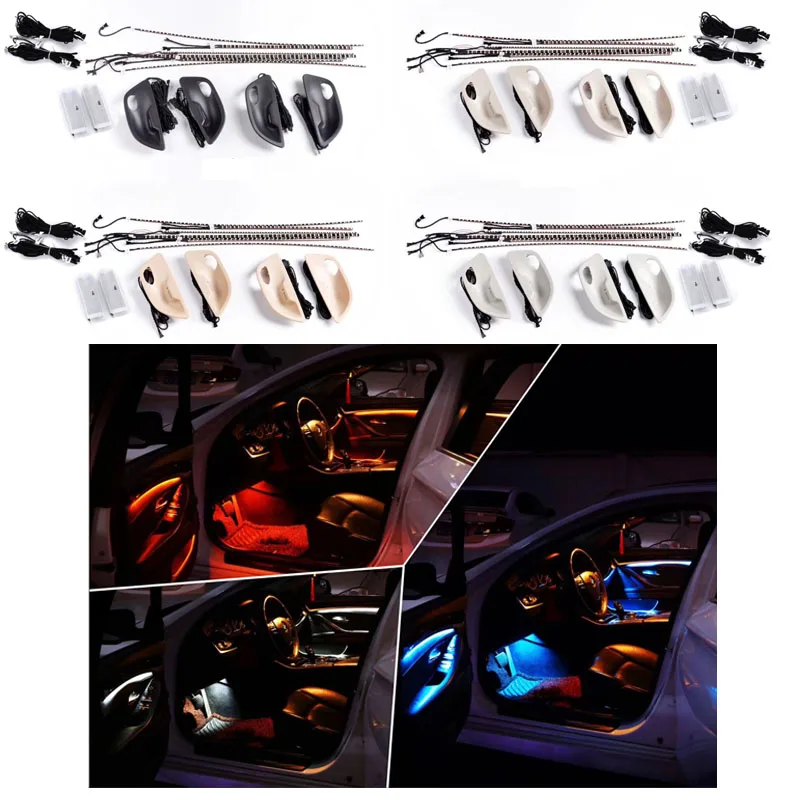 Us 86 56 5 Off Car Interior Decorative Led Ambient Door Light Stripes 3 Colors Atmosphere Light With Two Foot Lights For Bmw 5 Series F10 F11 On