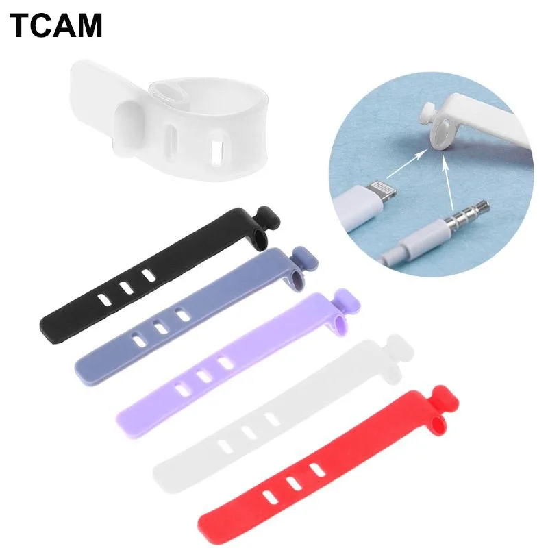 

4PCS Silicone Data Wire Cable Organizer Tie Phones Cable Winder Finishing Buckle