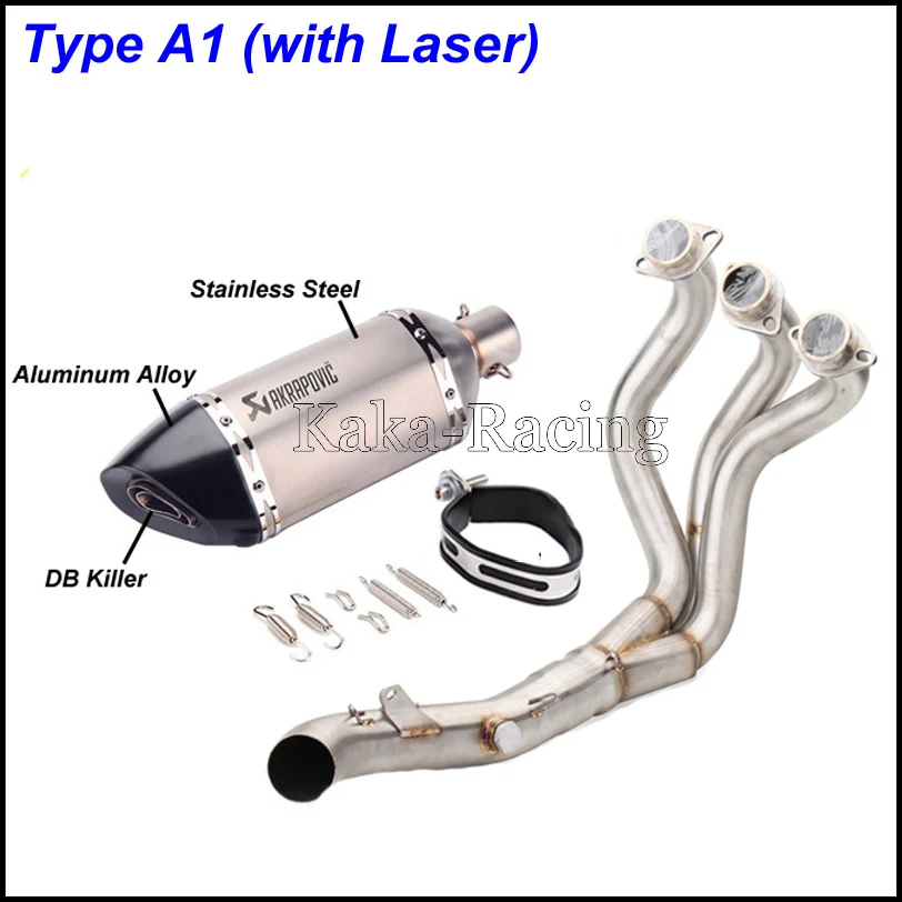 MT09 FZ09 мотоциклетная выхлопная система без шнуровки Модифицированная труба Akrapovic глушитель из углеродного волокна для Yamaha MT-09 FZ-09 - Цвет: Type A1(Laser)