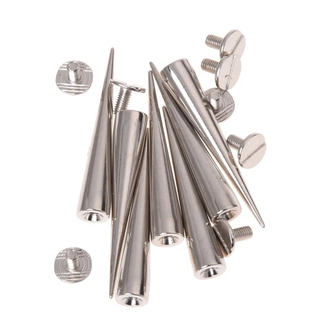 

10 Set Silver Screw Bullet Rivet Spike Studs Spots DIY Rock Punk