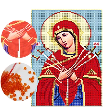 

Needlework,DIY bead Cross stitch,Embroidery stitch Red Madonna,women Precise Printed religion Pattern cross stitching