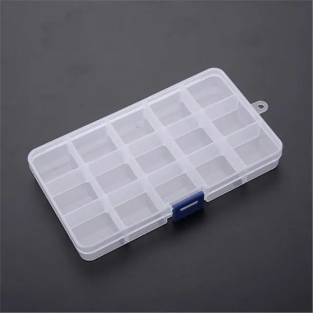 2pcs Practical Adjustable 15 Grids Compartment Plastic Storage Box Jewelry Earring Bead   Case Display Organizer Container