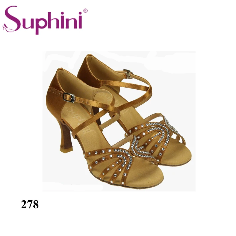 

Free Shipping Suphini Samba Dance Shoes Heels Latin Dance Shoes Stage Dance Wear Crystal Dance Shoes