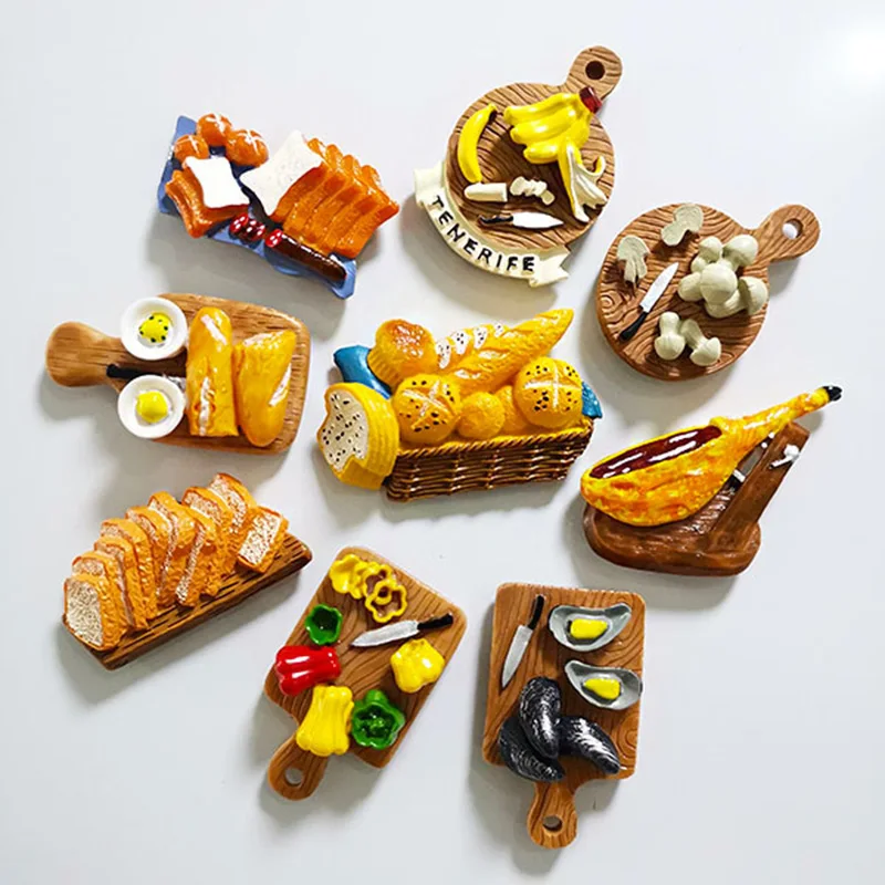 

Refrigerator Paste Resin with Magnetic Stickers European Delicious Cute Three-dimensional Food Color Refrigerator Stickers