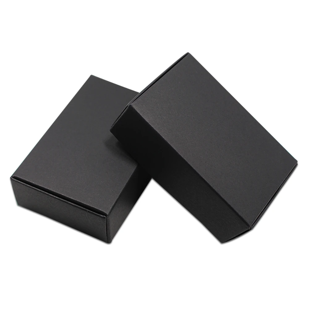 

50Pcs Pure Black Long Square Cardboard Packaging Box Gift Crafts Paperboard Packing Box Black Carton Paper Retail Packing Box