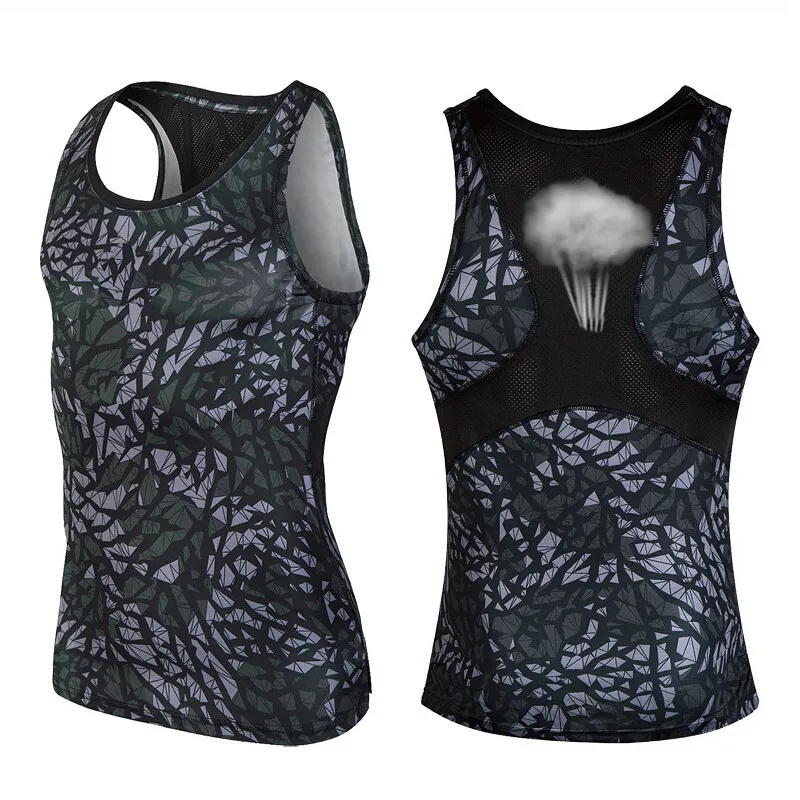 Mens Running Vest Men Sleeveless printing Gym Fitness Bodybuilding