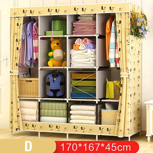 Simple Wardrobe Fabric Folding Cloth Wardrobe DIY Assembly Large Reinforcement Combination Closet Clothes Storage Cabinet - Цвет: HH340700CS6