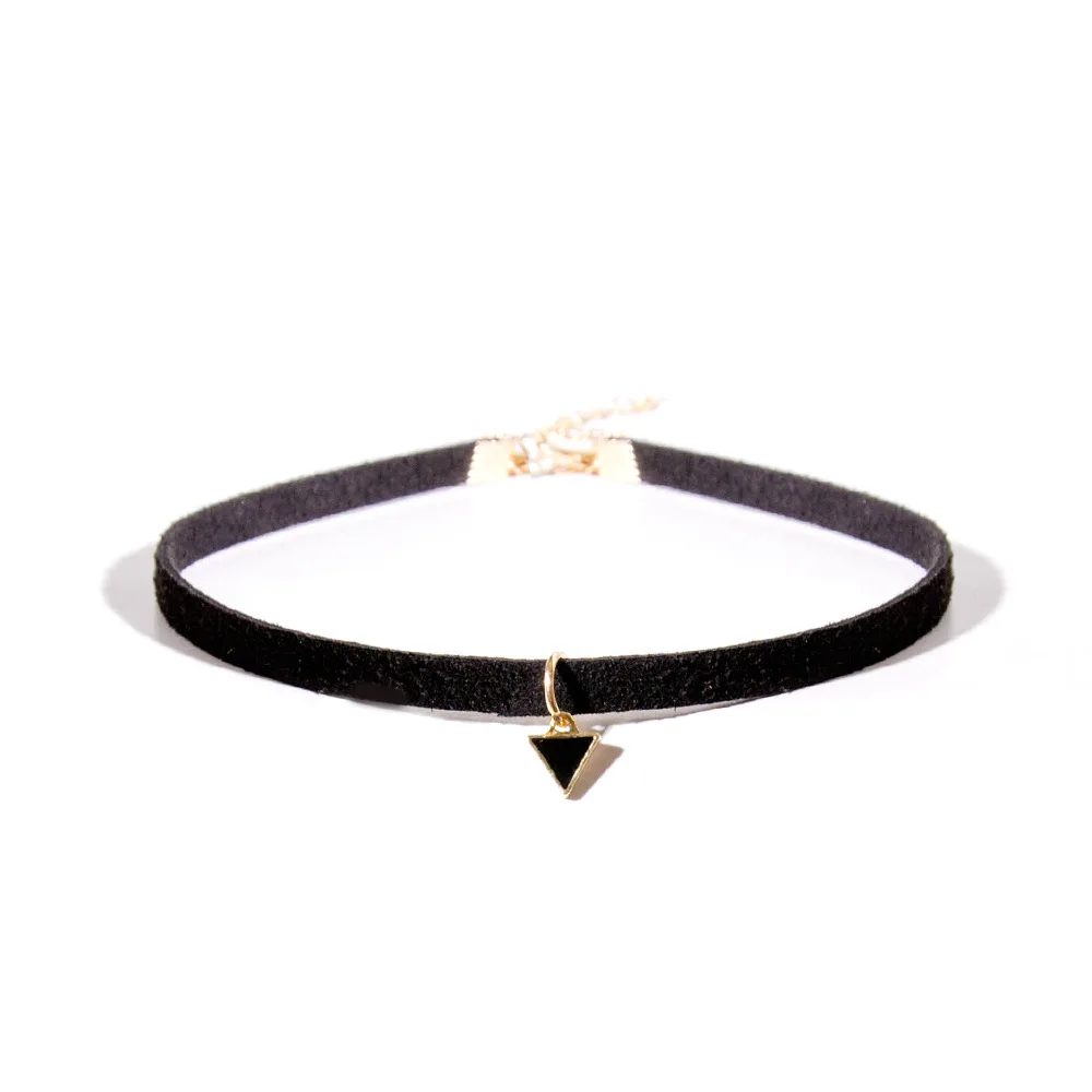 

Geometric Triangle Chokers Fashion Gothic Black Suede Cocktail False Collar Velvet Necklaces for women Bijoux 2018 Chockers