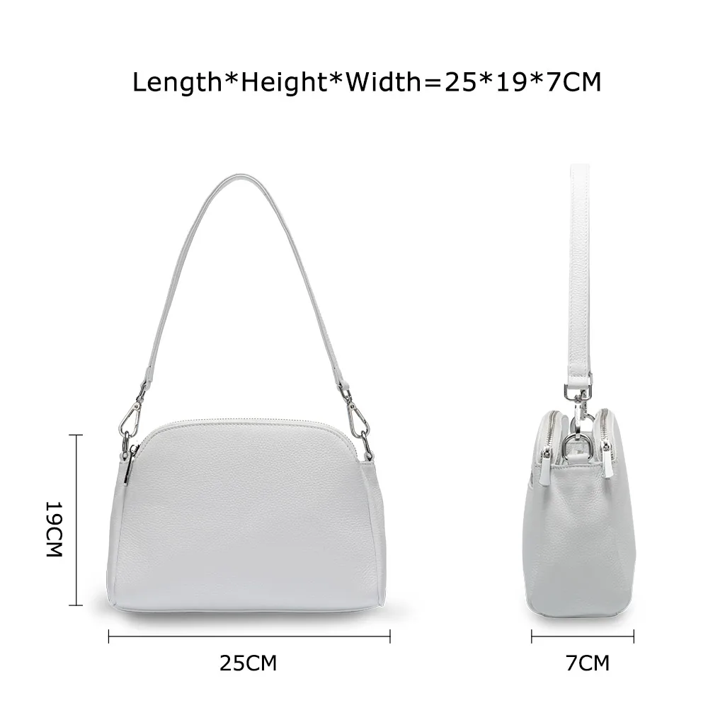 Zency White Bag For Women 100% Genuine Leather Fashion Ladies Handbag Shoulder Bag Crossbody Purse Large Cartera Mujeres 2025 4