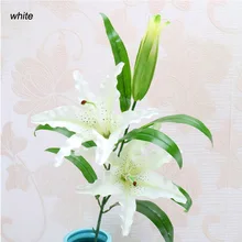1pcs 3Heads Real Touch Artificial lily Flores Wedding Bridal fake flowers Bouquet Plants white lily Home Party Decor for Display 1pcs 3Heads Real Touch Artificial lily Flores Wedding Bridal fake flowers Bouquet Plants white lily Home Party Decor for Display