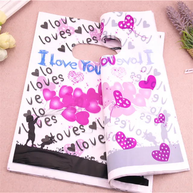 Nagykereskedelem 100Db/Tétel 20*25 Cm Szép Ajándékcsomagolás Ballon Esküvői Szívességgel És Ajándékokkal Ruházat Műanyag Ajándékzsák - Image 4