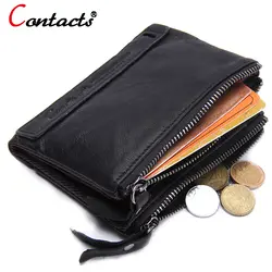 CONTACT'S из натуральной кожи Для мужчин кошелек портмоне держатель для карт молния небольшой клатч мужской сумки дорожные Walet мешок денег