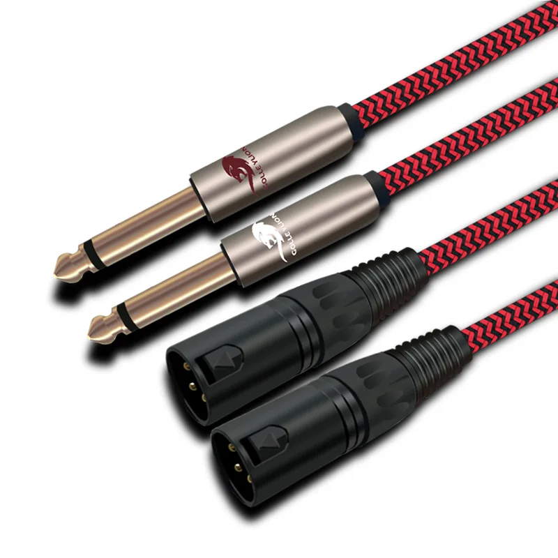 Dual 6.35mm to Dual XLR Audiophile Audio Cable Amplifier Mixing Console