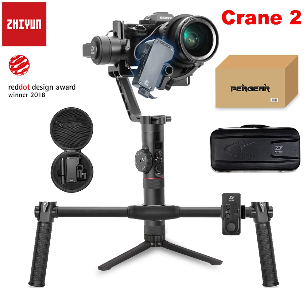 Zhiyun официальный кран 2 3-Axis Камера стабилизатор с сервоприводом для непрерывного изменения фокусировки камеры для всех моделей DSLR Камера Canon sony