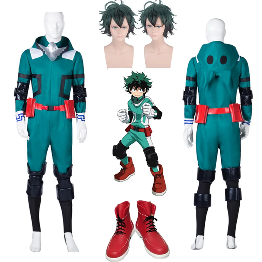 Комбинезон для косплея My Hero academic Boku no Akademia Izuku Midoriya парик из волос Deku обувь с