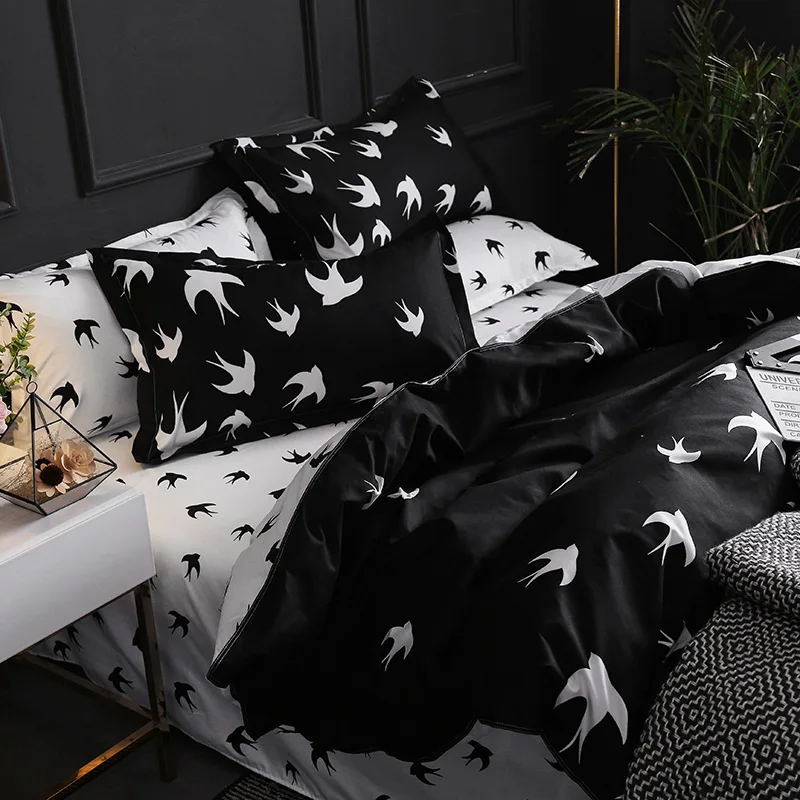 Home bedding 3pcs flat sheet set red heart bed linen pillowcase&ampduvet cover Animal Birds bedclothes Bedding Set | Дом и сад