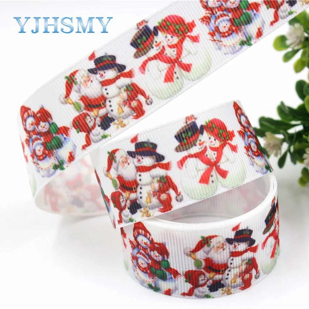 

YJHSMY G-181013-1358,10yards 25mm Cartoon snowman Ribbons Thermal transfer Printed grosgrain,DIY Handmade wrapping materials