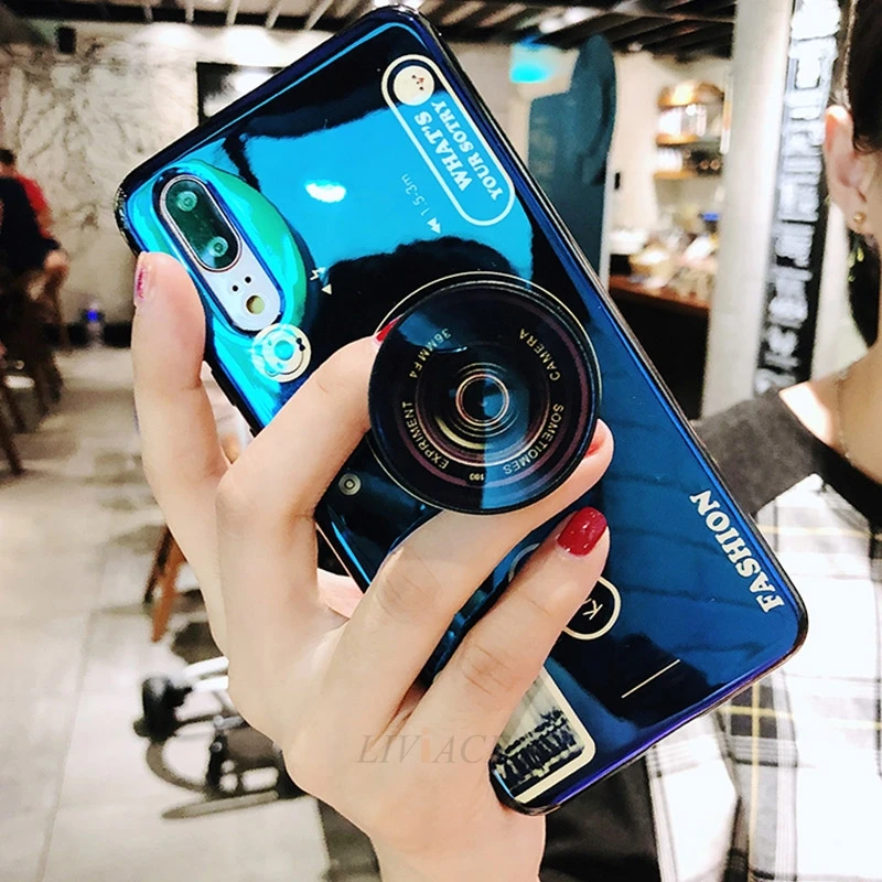 

cute Couple camera phone holder tpu case for huawei y9 y7 y6 y5 prime 2018 2017 funny stand and grip back cover cases coque