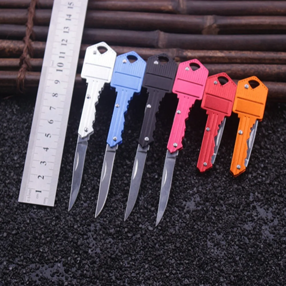 

6 Colors Portable key Fold knife Portable knife key Chain knife Peeler Mini Camping key Ring Knife Tool