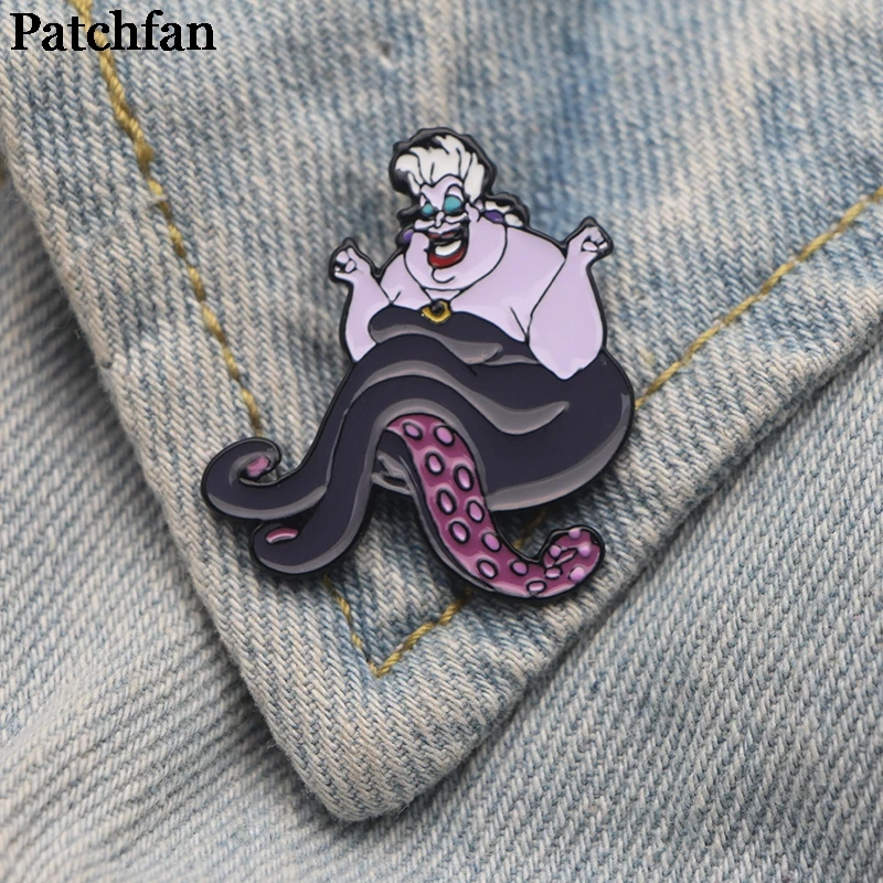 Patchfan Ursula, Мультяшные металлические цинковые эмалированные булавки, трендовая медаль para, рюкзак, рубашка, одежда, сумка, броши, значок для мужчин и женщин, A2164