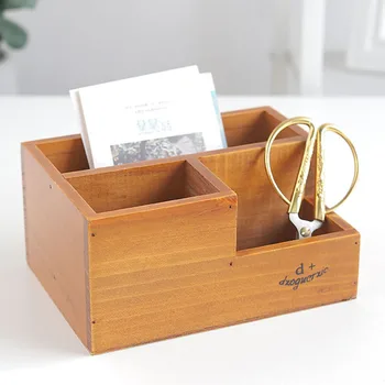 

Wooden Storage Box Desktop Organizer Remote Controller Holder Office Stationery Storage Box Pen Pencil Holder Makeup Storage Bag