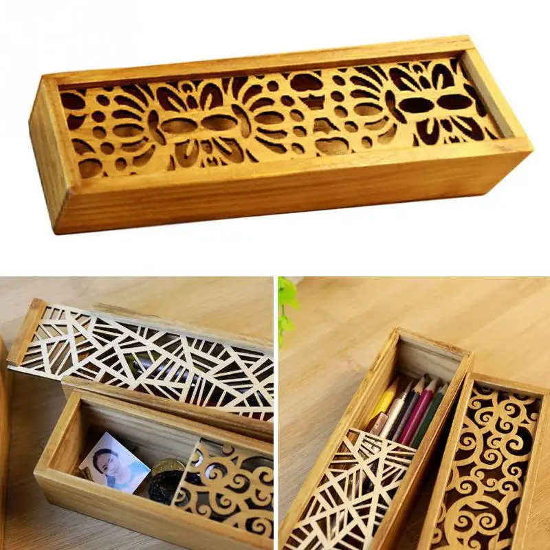 מוצר Hollow Wood Pencil Case Storage Box Creative Students Cute
