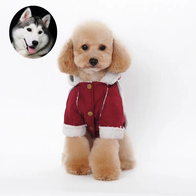 Winter Padded Hooded Jacket Coat Poodle Pet Dog Warm Overcoat Puppyin