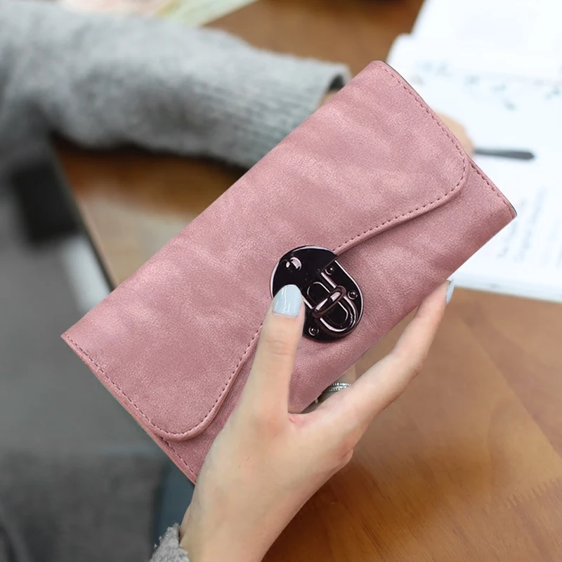 

Vintage Women Wallet Quality PU leather Female Long Wallets and Clutch Purses Lady Purse Holder Wallet money Clip notecase