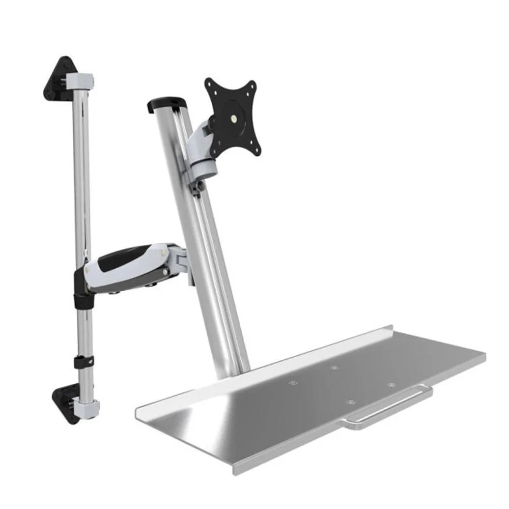 

HONGHUA 13"- 27"Wall Mount Foldable Ergonomic Gas Spring Sit-Stand Monitor+Keyboard Holder Full Motion Arm Monitor Stand Bracket