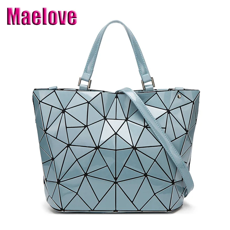

Maelove NEW Geometry bag Women Geometric Shoulder Bags Quilted Diamond Tote Plain Folding Laser Handbags Free Shipping