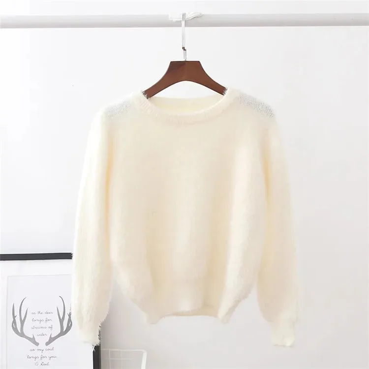 

Thick Women Sweaters and Pullovers O Neck Coat Women Solid Long Sleeve Jumper