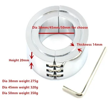 3 size large Heavy Duty male Ball Scrotum Stretcher metal penis lock bondage cock Ring Delay ejaculation BDSM Sex Toy men 6