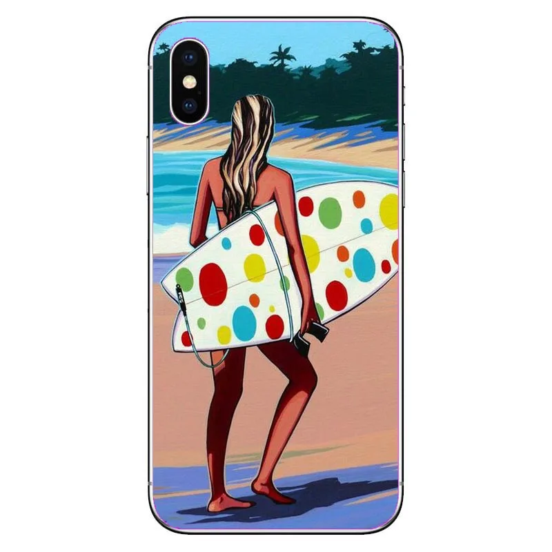 ركوب الأمواج تصفح الفن تصفح فتاة رقيقة جدا الكرتون نمط عودة الهاتف حقيبة لهاتف أي فون 8 8 زائد 7 7 زائد 6 6 S زائد XS XR SE غطاء
