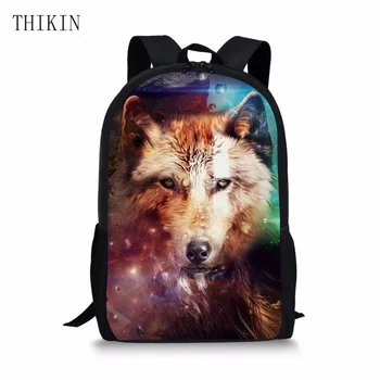 

THIKIN School Bags for boys Cool 3D Animals Owl Fox Pringting Scoolbag Children Students Bookbag Bagpack for Teenage kids