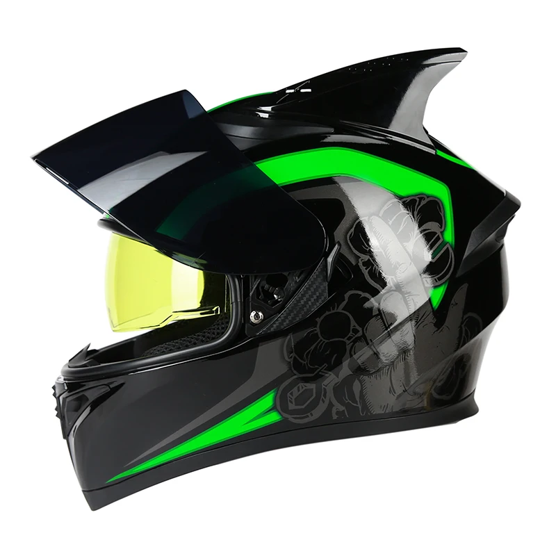 AIS мотоциклетный шлем флип-ап мотокросса шлемы мото полное лицо шлемы Capacete Casco мото с внутренним солнцезащитным козырьком модульный черный - Цвет: R1-607-G