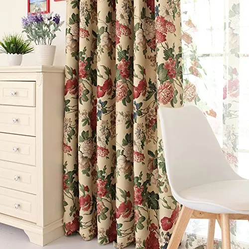 

Shabby And Chic Flowers Jacquard Window Shades,Elegant European Rustic Bedroom Curtain,Custom Made Curtain,2Panels