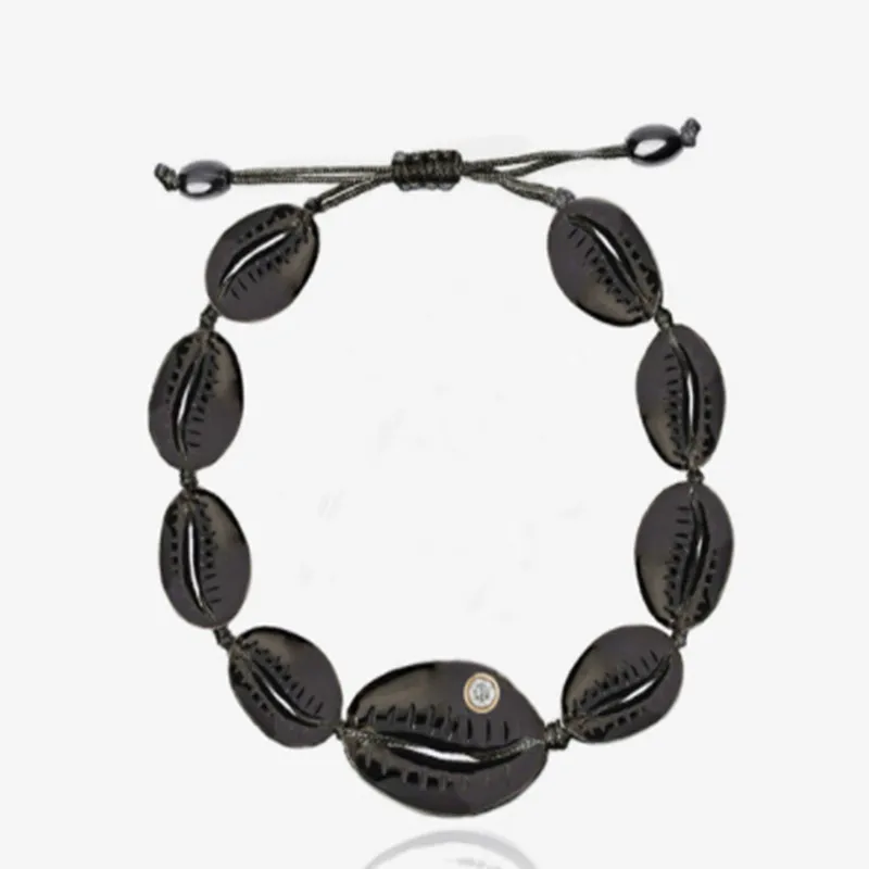 Boho черный металлический мужской seashell браслет Бижу femme мужской pulseira feminina раковина Каури браслет ювелирные изделия браслеты для женщин подарок