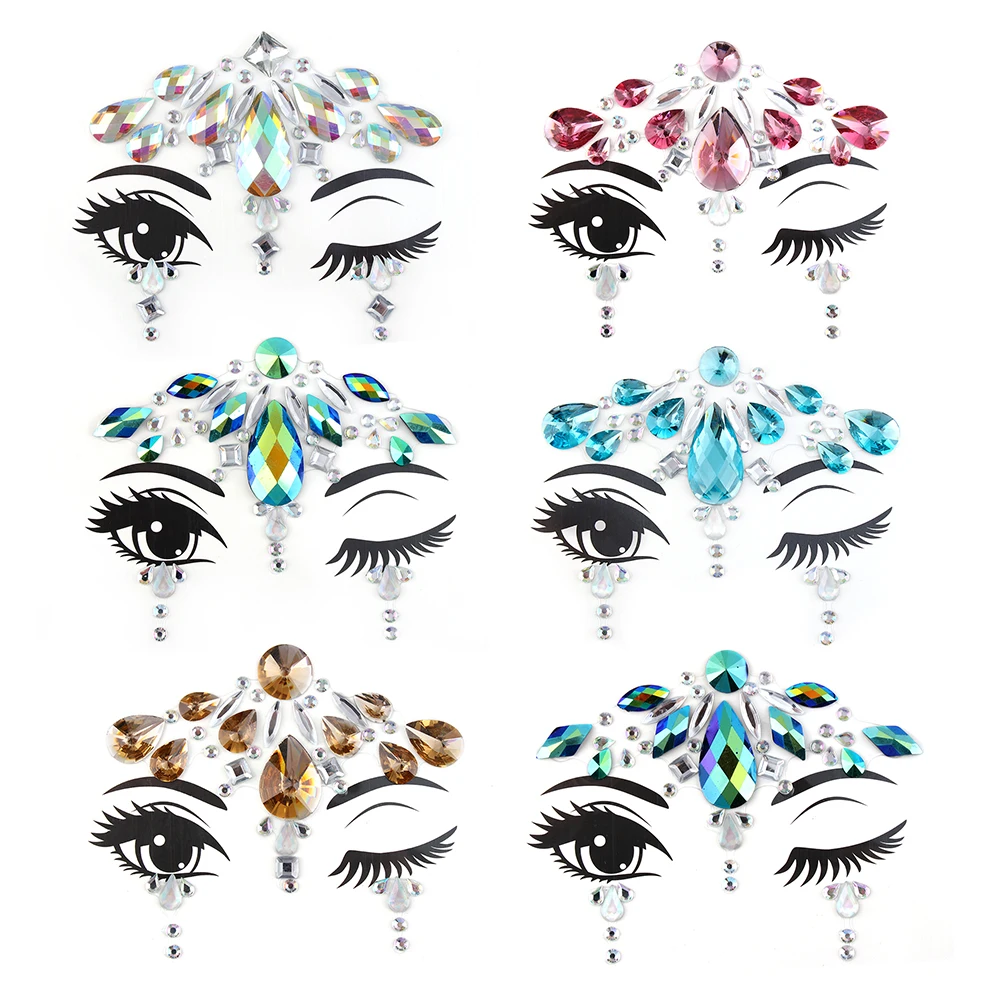

DIY Temporary Face Tattoo Stickers Face Gems Rhinestone Adhesive Face Stickers Festival Fancy Party Body Glitter Makeup Sticker