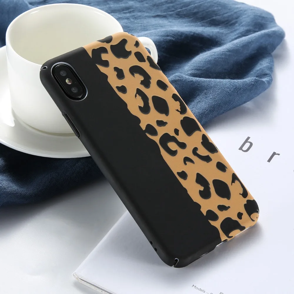 Caseier светящийся чехол для iPhone X XR 7 8 6 XS Max роскошный чехол с леопардовым принтом для iPhone 6s plus 5 5S SE пантера точечное покрытие чехол на айфон 7 чехол на айфон 5s чехол на айфон XR - Цвет: Black Brown