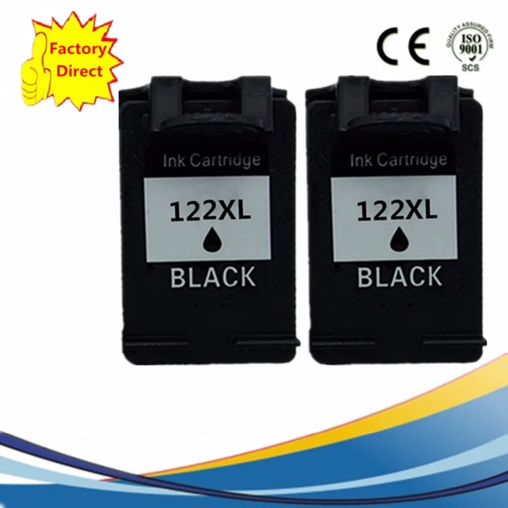 2 Pack Black Ink Cartridges Remanufactured For HP 122 XL 122XL HP122 HP122XL Deskjet 1000 1050