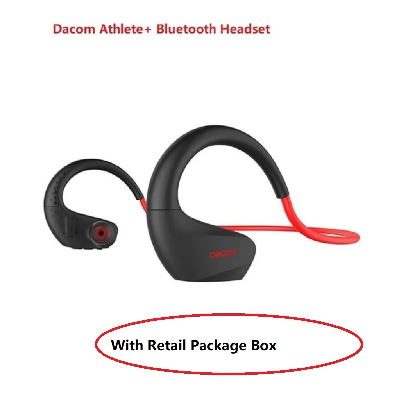 Dacom Athlete+(G05+) Bluetooth наушники водонепроницаемая для спорта, бега плавания IPX7 гарнитура для iPhone, двойные динамики звуковые наушники с ушным крючком с микрофоном - Цвет: red with original bo