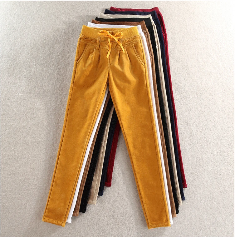 Высокое качество Новые Ms. зимние вельветовые брюки плюс бархатные эластичные повседневные брюки с эластичной резинкой на талии вельветовые брюки женские брюки